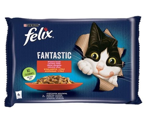Felix Wiejskie Smaki W Galaretce Z Wołowina I Kurczakiem 4x85g Felix