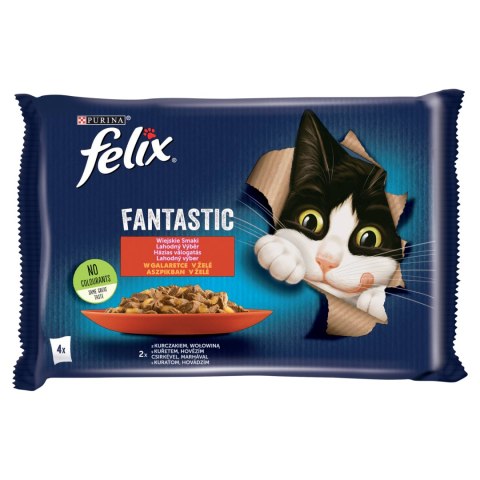 Felix Wiejskie Smaki W Galaretce Z Wołowina I Kurczakiem 4x85g Felix