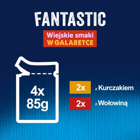 Felix Wiejskie Smaki W Galaretce Z Wołowina I Kurczakiem 4x85g Felix