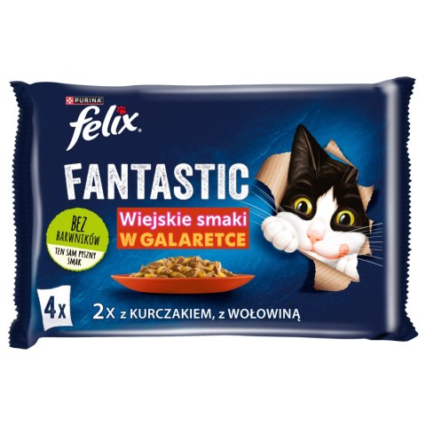 Felix Wiejskie Smaki W Galaretce Z Wołowina I Kurczakiem 4x85g Felix