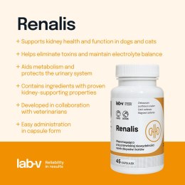 Lab-v Renalis Wsparcie Przy Przewlekłej Niewydolności Nerek Dla Psów I Kotów 45 Kapsułek LAB-V