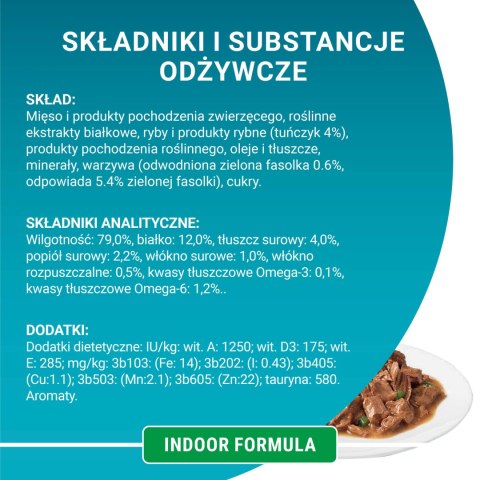 Purina One Indoor Formula Karma Dla Kota Z Tuńczykiem I Zieloną Fasolką 85g PURINA ONE