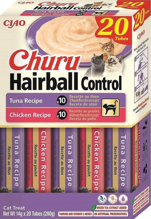 Inaba Churu Hairball Control Przysmak Dla Kotów Kurczak Tuńczyk 20x14g INABA