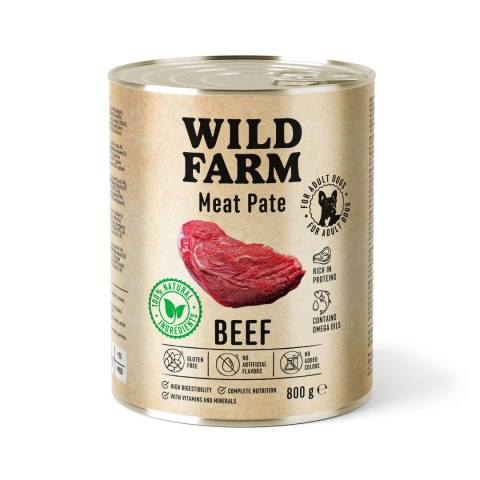 Wild Farm Pate Beef 800g - Mokra Karma z Wołowiną dla Psów Wild Farm