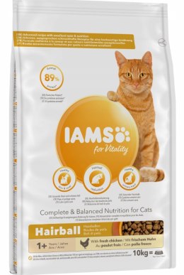 IAMS For Vitality Karma Sucha Dla Kotów Dorosłych Hairball Kurczak 10kg Iams