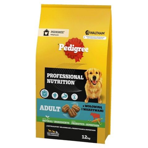 Pedigree Professional Nutrition Adult Karma Sucha Dla Psów Wołowina Warzywa 12kg Pedigree