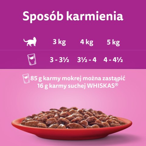 Whiskas Adult Karma Mokra Dla Kotów Wołowina Kurczak Jagnięcina Drób 12x85g Whiskas