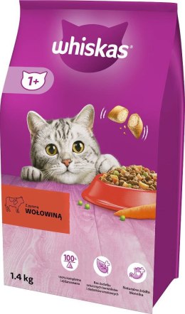 Whiskas Adult Karma Sucha Dla Kotów Wołowina 1,4kg Whiskas