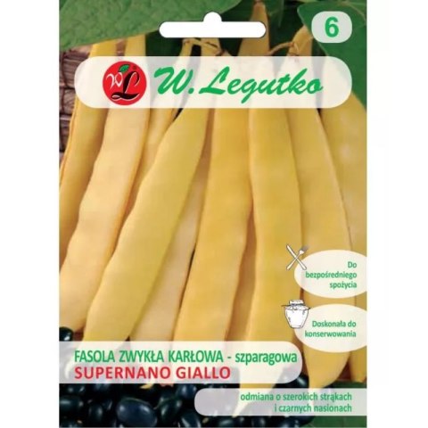 Fasola szparagowa karłowa 'Supernano Giallo' - żółtostrąkowa, strąki typu wstęga, średnio wczesna W.Legutko