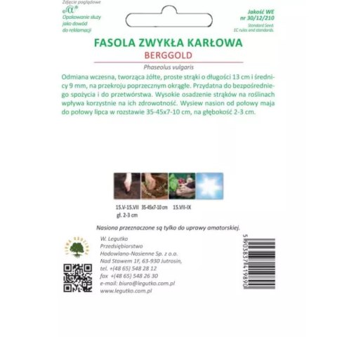 Fasola zwykła karłowa 'Berggold' - wczesna, żółte strąki W.Legutko