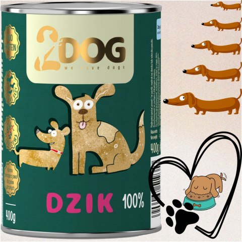 MOKRA KARMA DLA PSA 100% DZIK 400G MONOPROTEINOWA BEZZBOŻOWA HIPOALERGICZNA