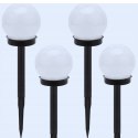 4x lampa solarna ogrodowa kula biała wbijana 10 cm VERK GROUP