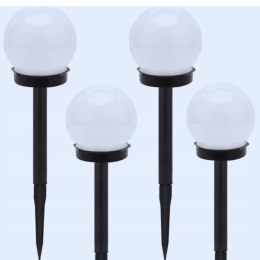 4x lampa solarna ogrodowa kula biała wbijana 10 cm VERK GROUP