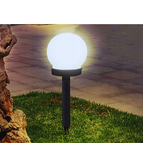 4x lampa solarna ogrodowa kula biała wbijana 10 cm VERK GROUP