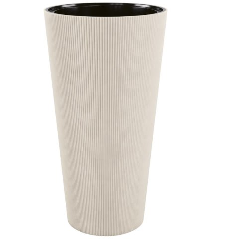 Donica Linea Slim 30 - migdał, wysoka ryflowana, śr. 30 cm FORM-PLASTIC
