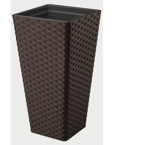 Donica Rattana slim kwadrat 30 - ciemny brąz FORM-PLASTIC