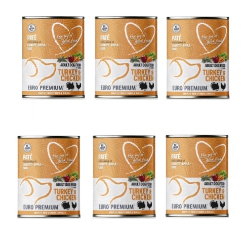 6x 400g Euro Premium Pate Adult Turkey & Chicken - mokra karma dla psa z indykiem i kurczakiem 400g