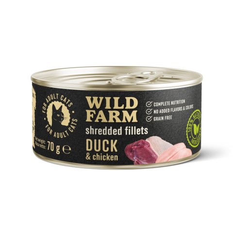 WILD FARM Fillets Duck&Chicken 70g - bezzbożowa mokra karma dla kota, filet w bulionie Wild Farm