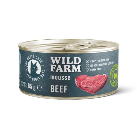WILD FARM Mousse Beef 85g - bezzbożowy mus dla kota Wild Farm