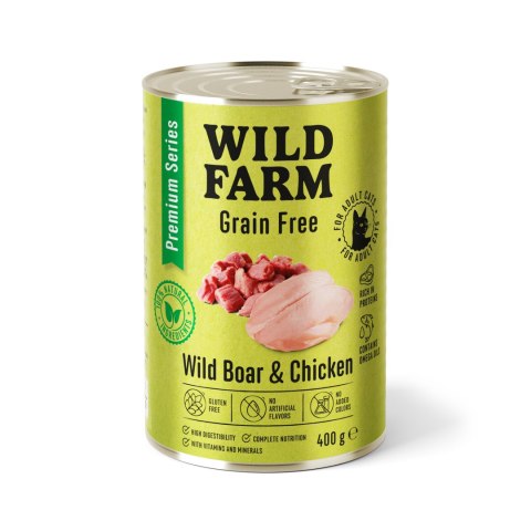 WILD FARM Premium Bezzbożowa Karma Dla Kota Dziczyzna I Kurczak 400g Wild Farm