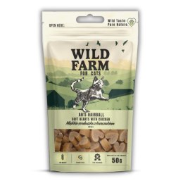 WILD FARM anti-hairball miękkie serca z kurczaka 50g przysmak dla kota Wild Farm