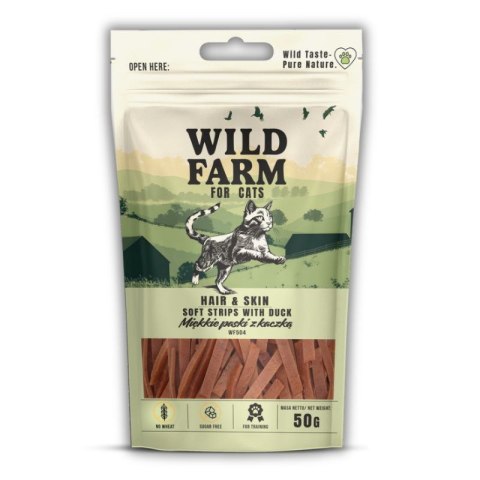 WILD FARM hair&skin miękkie paski z kaczki 50g przysmak dla kota Wild Farm