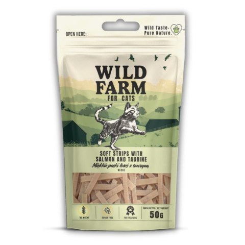 WILD FARM miękkie paski łosoś z tauryną 50g przysmak dla kota Wild Farm