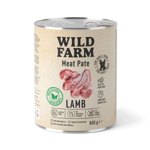 Wild Farm Pate Lamb 800g - Mokra Karma z Jagnięciną dla Psów Wild Farm
