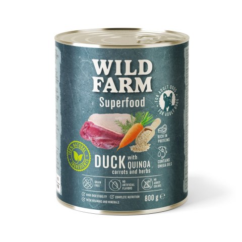 Wild Farm Superfood Kaczka - mokra karma z komosą i marchewką 800g Wild Farm