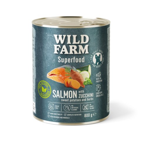 Wild Farm Superfood Łosoś - mokra karma z cukinią i batatami 800g Wild Farm