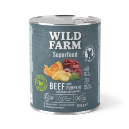 Wild Farm Superfood Wołowina - mokra karma z dynią i pietruszką 800g Wild Farm