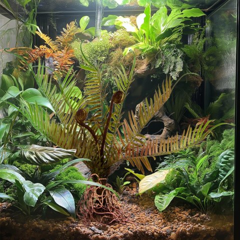 Terrario - Sztuczna roślina do terrarium - Paproć 40x14x41 cm Terrario
