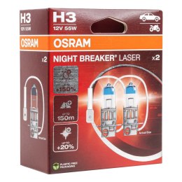 Żarówki halogenowe h3 12v 55w night breaker laser +150% /2 szt./