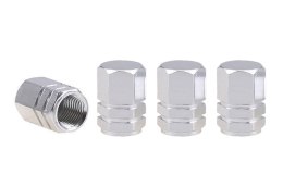 Aluminiowe nakrętki na wentyle kapturki srebrne 4 szt amio-02236