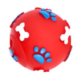 Aqua Nova Pet Nova zabawka gumowa - piłka ze wzorem łapek i kości czerwona 6cm
