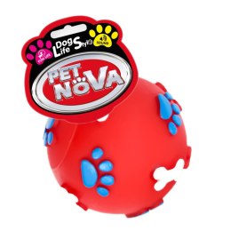 Aqua Nova Pet Nova zabawka gumowa - piłka ze wzorem łapek i kości czerwona 6cm