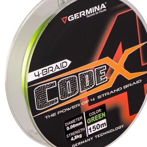 Germina 4-BRAID CODE 0,16mm GREEN - plecionka wędkarska 150m Genlog