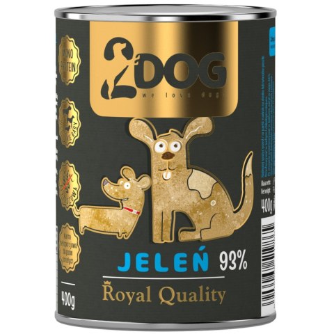 2Dog Mokra karma dla psa Jeleń 93% mięsa ROYAL QUALITY 400g monoproteinowa