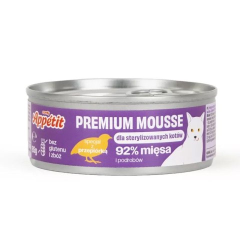 Comfy Appetit Premium Mousse Sterilized Przepiórka 85g - Karma dla kota Aquael