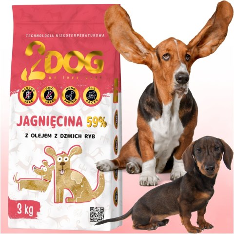 SUCHA KARMA DLA PSA 2Dog JAGNIĘCINA 3kg ZIMNOTŁOCZONA HIPOALERGICZNA MONOPR